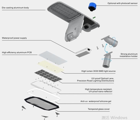 Die Cast Aluminum LED Street Light Energy Savings All In One Outdoor 110v 220v