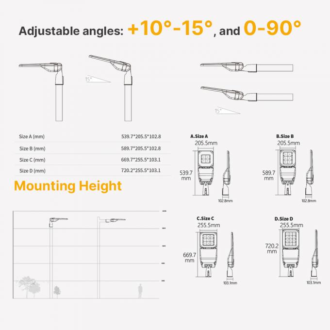 SMD3030 ハイ・ルーメン AC LEDストリートライト 50W 70W ライト制御システム 3